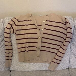 a new day Tan and Brown Striped Cardigan